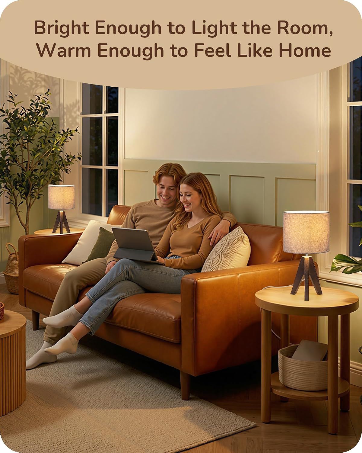 Tripod Table Lamp, Small Cute Bedside Lamp, 14.2 Inch, E26 Base
