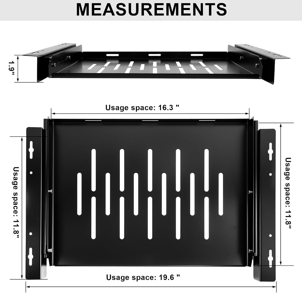 Under Desk Laptop Drawer with Air Vents, 16.3" x 12" Metal Laptop Drawer