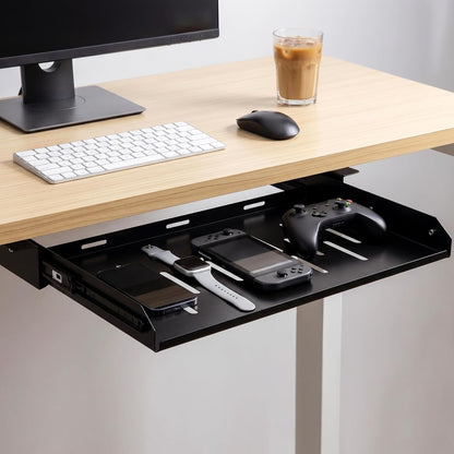 Under Desk Laptop Drawer with Air Vents, 16.3" x 12" Metal Laptop Drawer