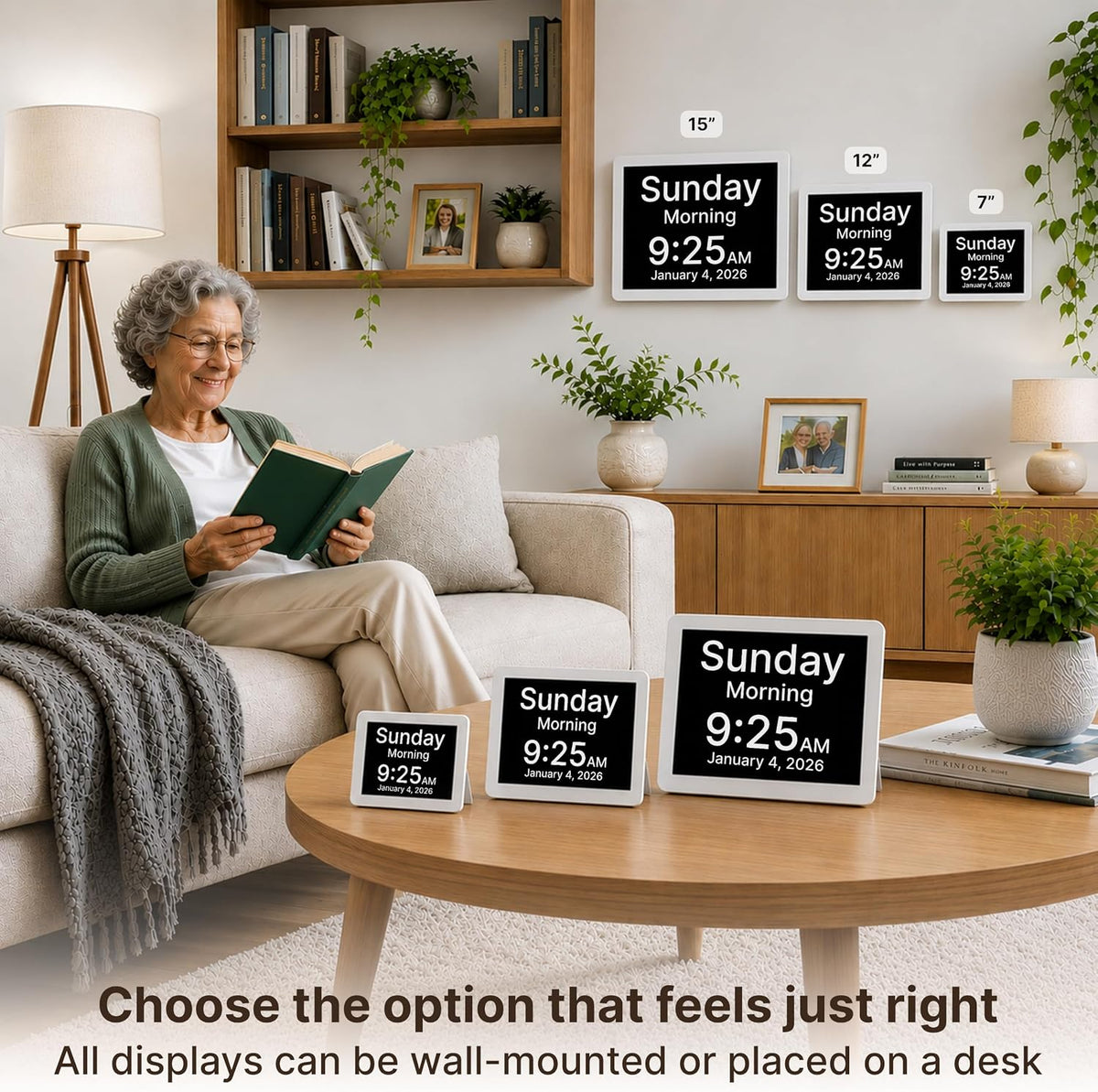 Clock 2026 with Day and Date for Elderly, Clocks for Seniors, Dementia Clock, Digital Calendar Elderly, Bedside Clocks Seniors, Alzheimers Products, Dementia Clocks Large, White