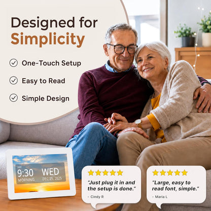 Clock 2026 with Day and Date for Elderly, Clocks for Seniors, Dementia Clock, Digital Calendar Elderly, Bedside Clocks Seniors, Alzheimers Products, Dementia Clocks Large, White
