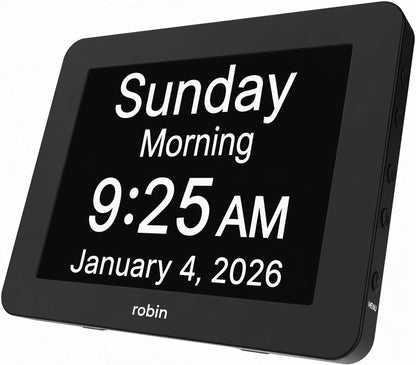 Clock 2026 with Day and Date for Elderly, Clocks for Seniors, Dementia Clock, Digital Calendar Elderly, Bedside Clocks Seniors, Alzheimers Products, Dementia Clocks Large, White