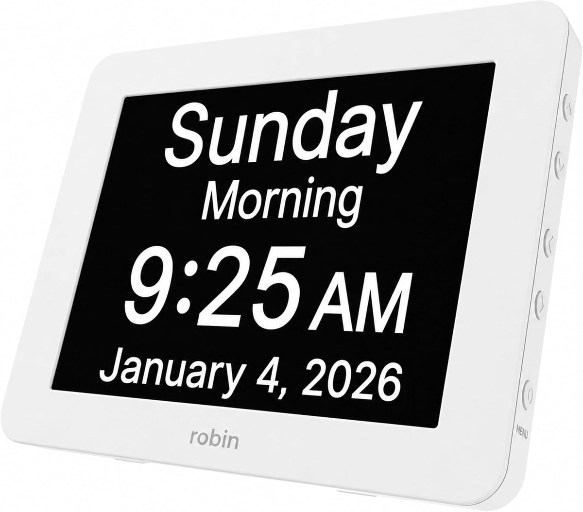Clock 2026 with Day and Date for Elderly, Clocks for Seniors, Dementia Clock, Digital Calendar Elderly, Bedside Clocks Seniors, Alzheimers Products, Dementia Clocks Large, White
