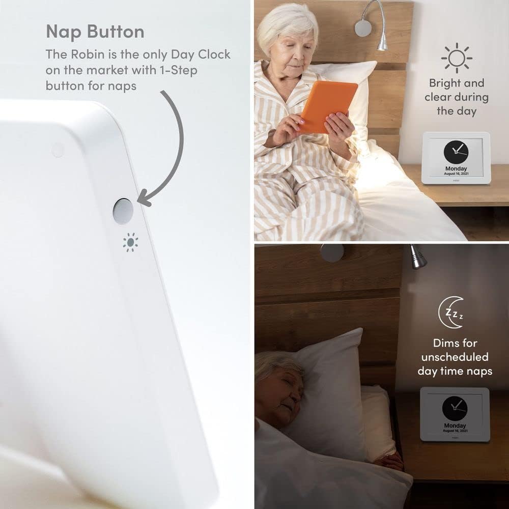 Clock 2026 with Day and Date for Elderly, Clocks for Seniors, Dementia Clock, Digital Calendar Elderly, Bedside Clocks Seniors, Alzheimers Products, Dementia Clocks Large, White