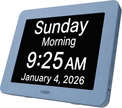 Clock 2026 with Day and Date for Elderly, Clocks for Seniors, Dementia Clock, Digital Calendar Elderly, Bedside Clocks Seniors, Alzheimers Products, Dementia Clocks Large, White