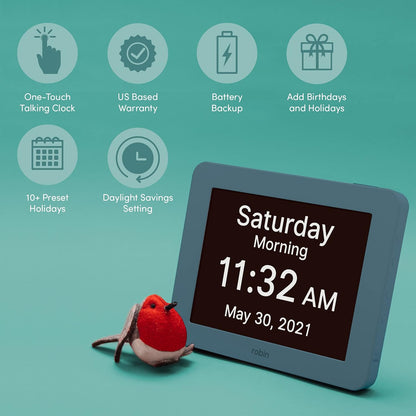 Clock 2026 with Day and Date for Elderly, Clocks for Seniors, Dementia Clock, Digital Calendar Elderly, Bedside Clocks Seniors, Alzheimers Products, Dementia Clocks Large, White