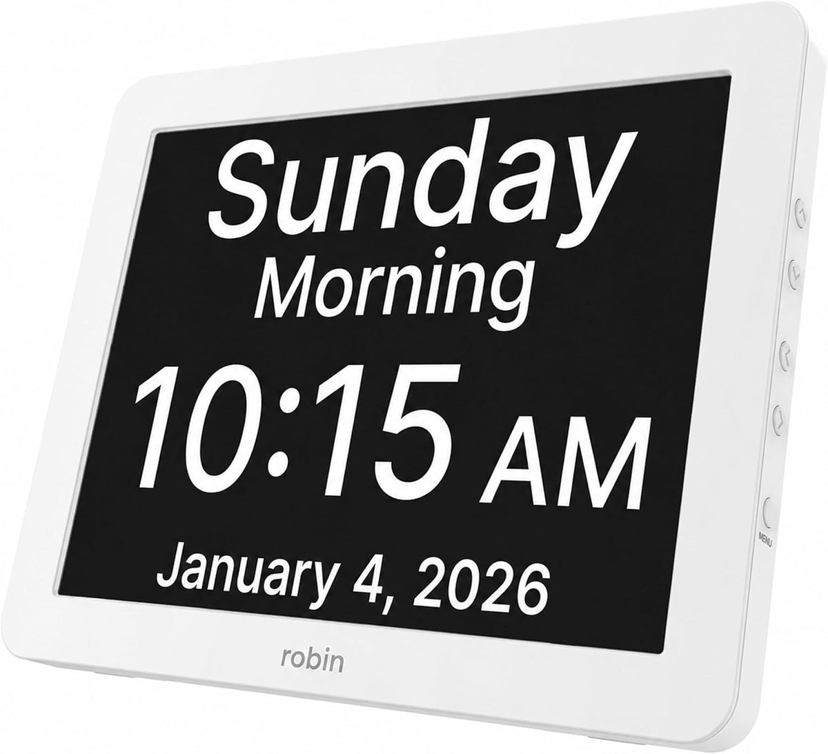 Clock 2026 with Day and Date for Elderly, Clocks for Seniors, Dementia Clock, Digital Calendar Elderly, Bedside Clocks Seniors, Alzheimers Products, Dementia Clocks Large, White