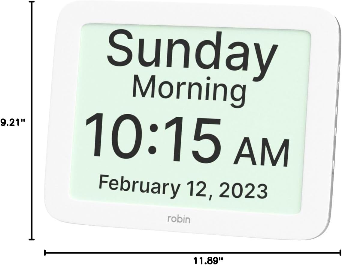 Clock 2026 with Day and Date for Elderly, Clocks for Seniors, Dementia Clock, Digital Calendar Elderly, Bedside Clocks Seniors, Alzheimers Products, Dementia Clocks Large, White