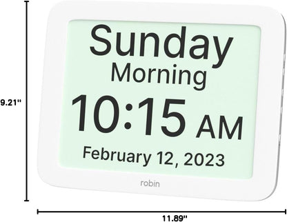Clock 2026 with Day and Date for Elderly, Clocks for Seniors, Dementia Clock, Digital Calendar Elderly, Bedside Clocks Seniors, Alzheimers Products, Dementia Clocks Large, White