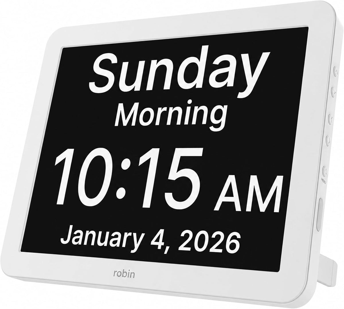 Clock 2026 with Day and Date for Elderly, Clocks for Seniors, Dementia Clock, Digital Calendar Elderly, Bedside Clocks Seniors, Alzheimers Products, Dementia Clocks Large, White