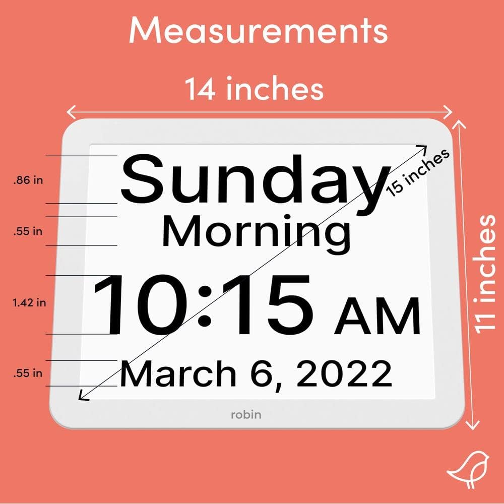 Clock 2026 with Day and Date for Elderly, Clocks for Seniors, Dementia Clock, Digital Calendar Elderly, Bedside Clocks Seniors, Alzheimers Products, Dementia Clocks Large, White