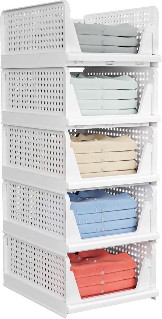 caktraie Stackable Closet Storage Basket - Stackable Storage Bins