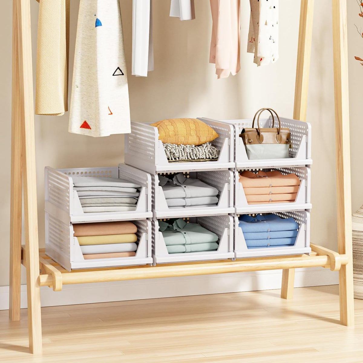 caktraie Stackable Closet Storage Basket - Stackable Storage Bins