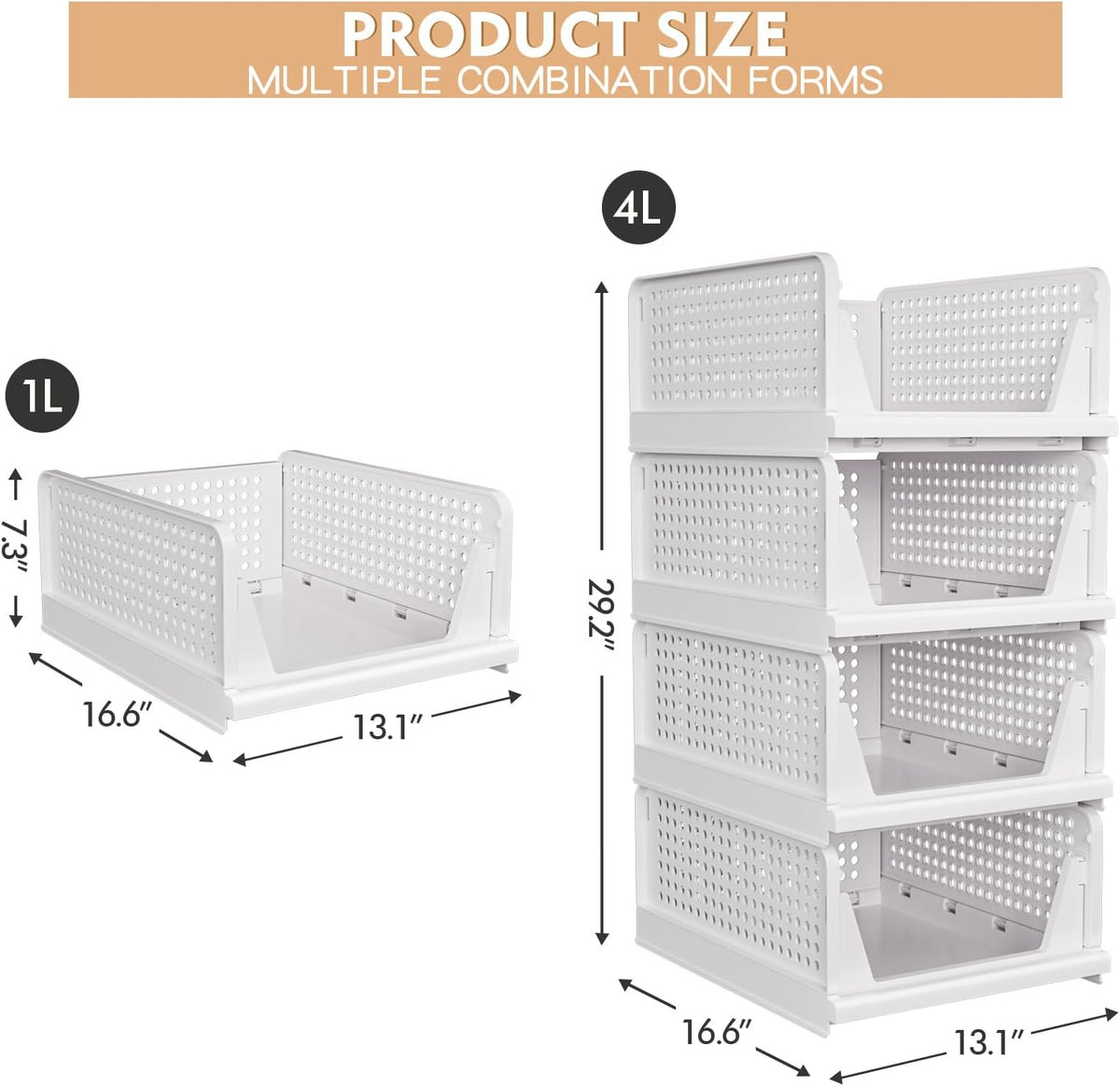 caktraie Stackable Closet Storage Basket - Stackable Storage Bins