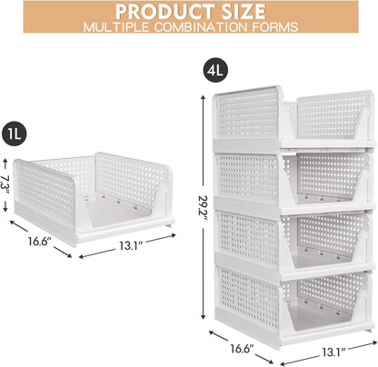 caktraie Stackable Closet Storage Basket - Stackable Storage Bins