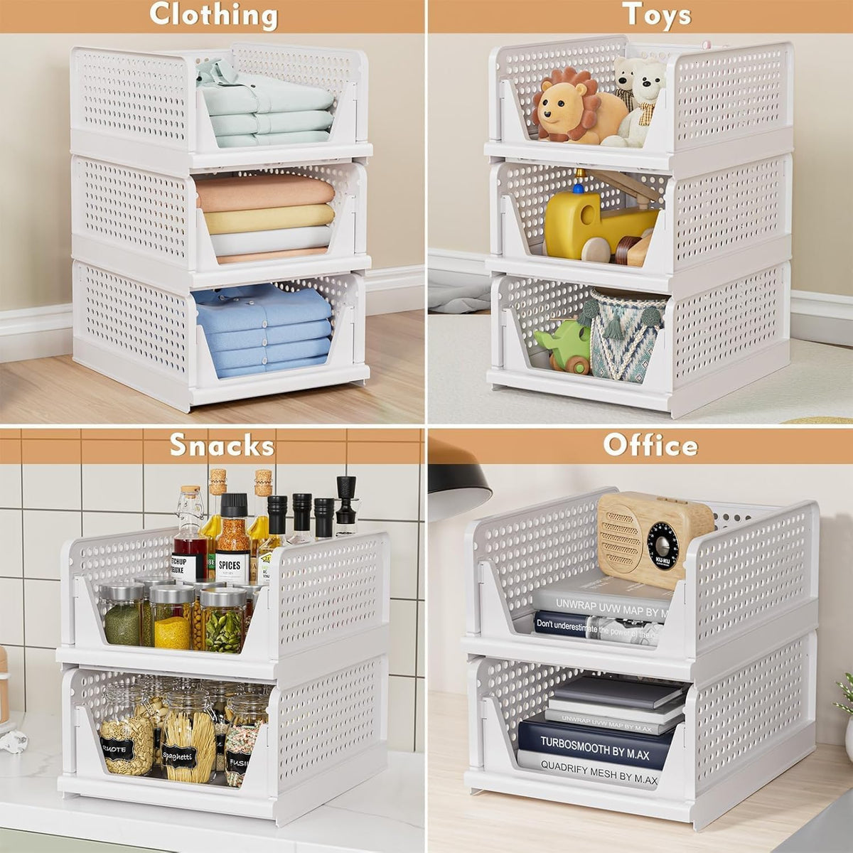 caktraie Stackable Closet Storage Basket - Stackable Storage Bins
