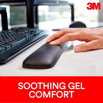 Gel Wrist Rest for Keyboards, Soothing Gel Technology and Satin Smooth Cover for All Day Comfort and Support, Durable and Easy to Clean, 19", Black (WR85B)