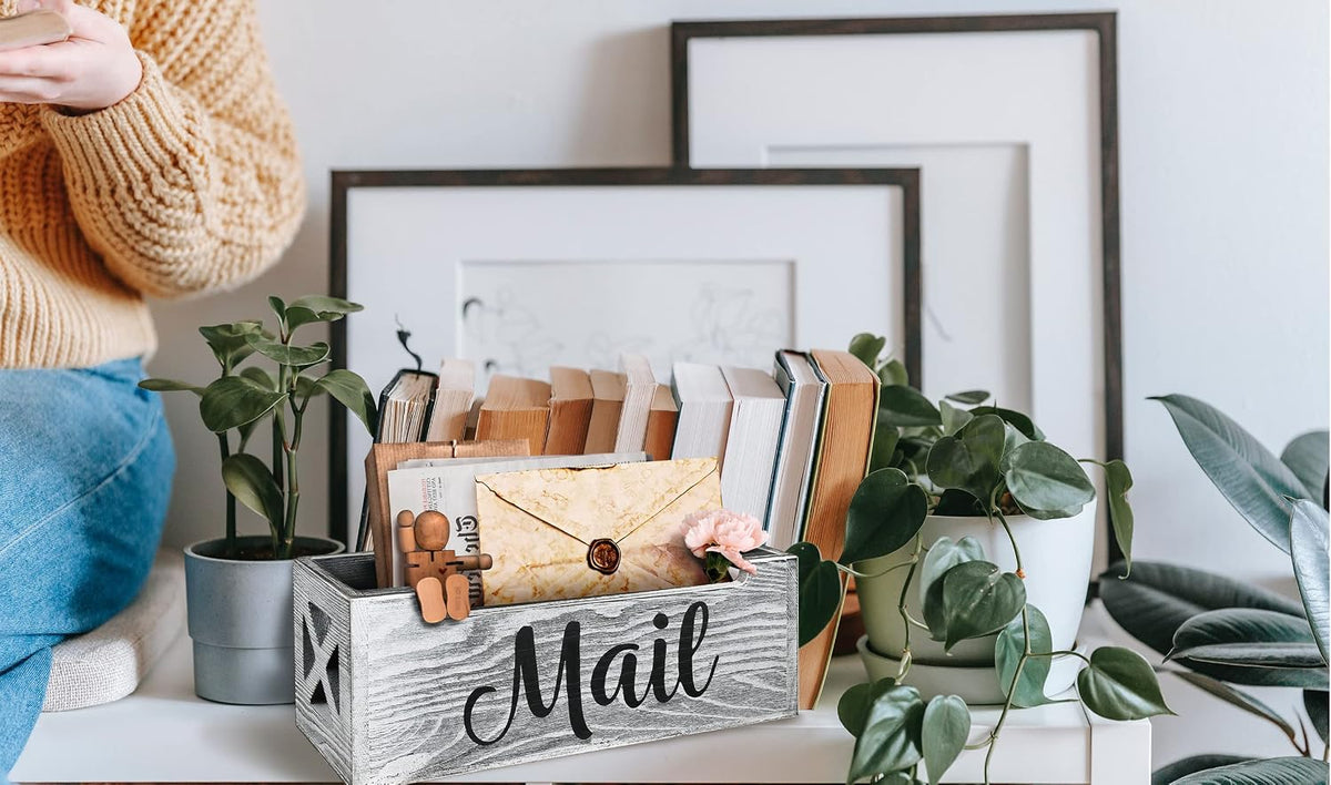 Wooden Mail Organizer Countertop
