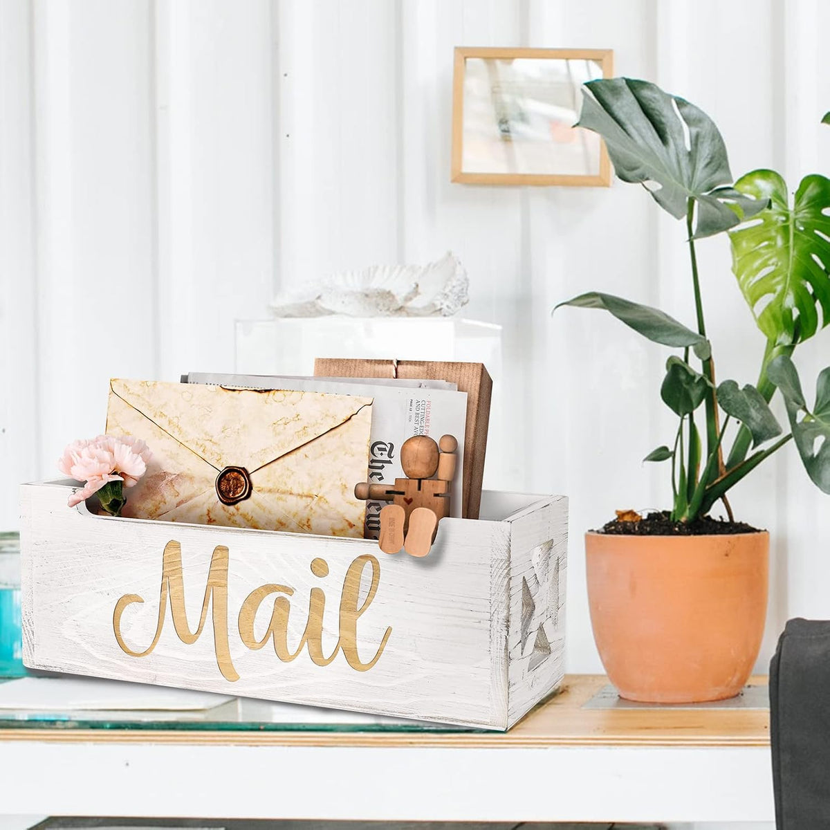 Wooden Mail Organizer Countertop
