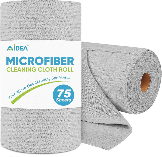 AIDEA Microfiber Cleaning Cloth Roll-75PK, Reusable Paper Towels 11.5×11.5"