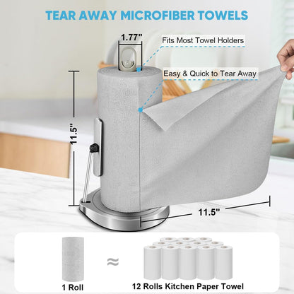 AIDEA Microfiber Cleaning Cloth Roll-75PK, Reusable Paper Towels 11.5×11.5"