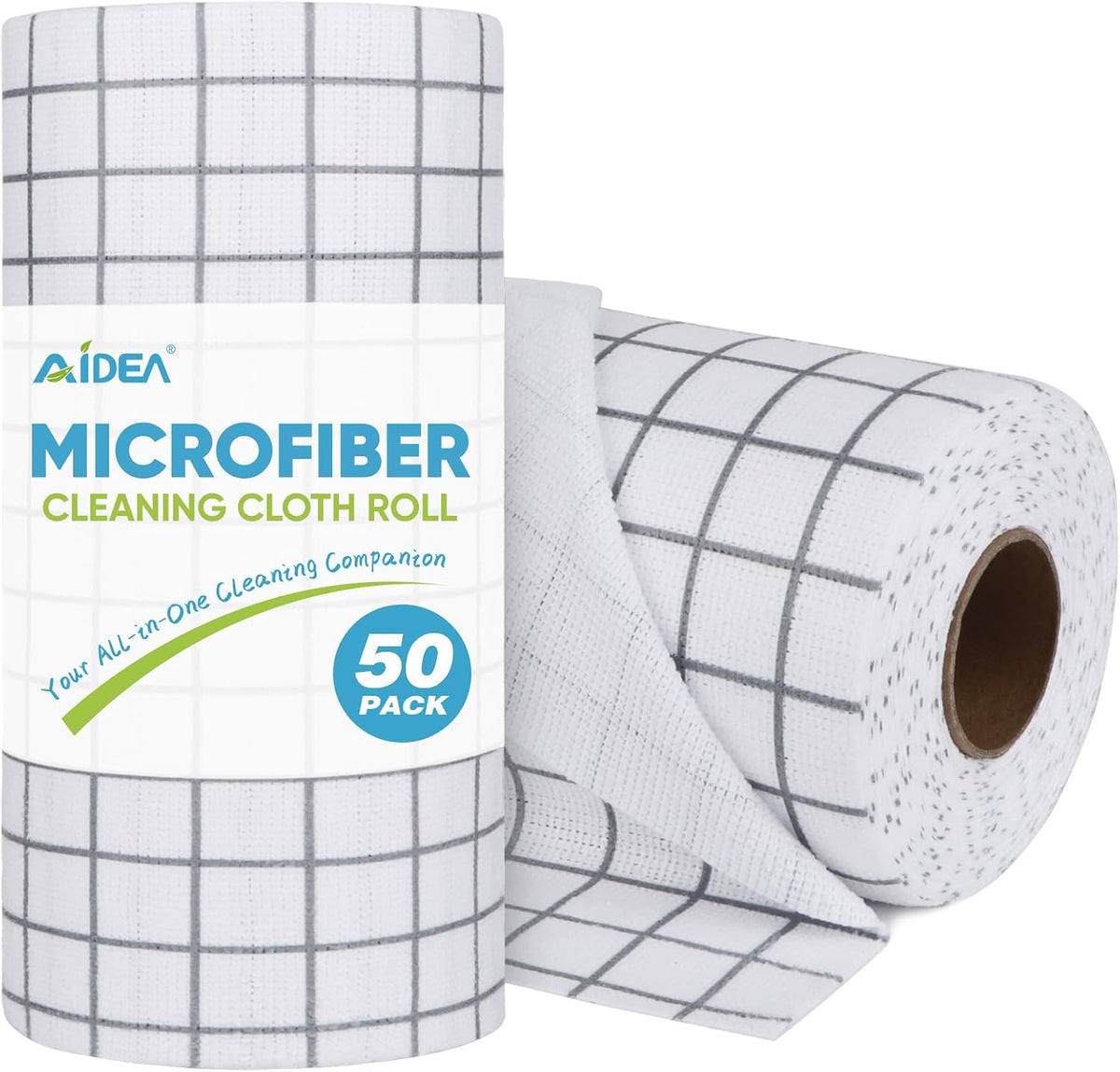 AIDEA Microfiber Cleaning Cloth Roll-75PK, Reusable Paper Towels 11.5×11.5"