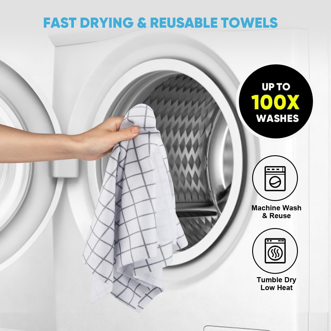 AIDEA Microfiber Cleaning Cloth Roll-75PK, Reusable Paper Towels 11.5×11.5"
