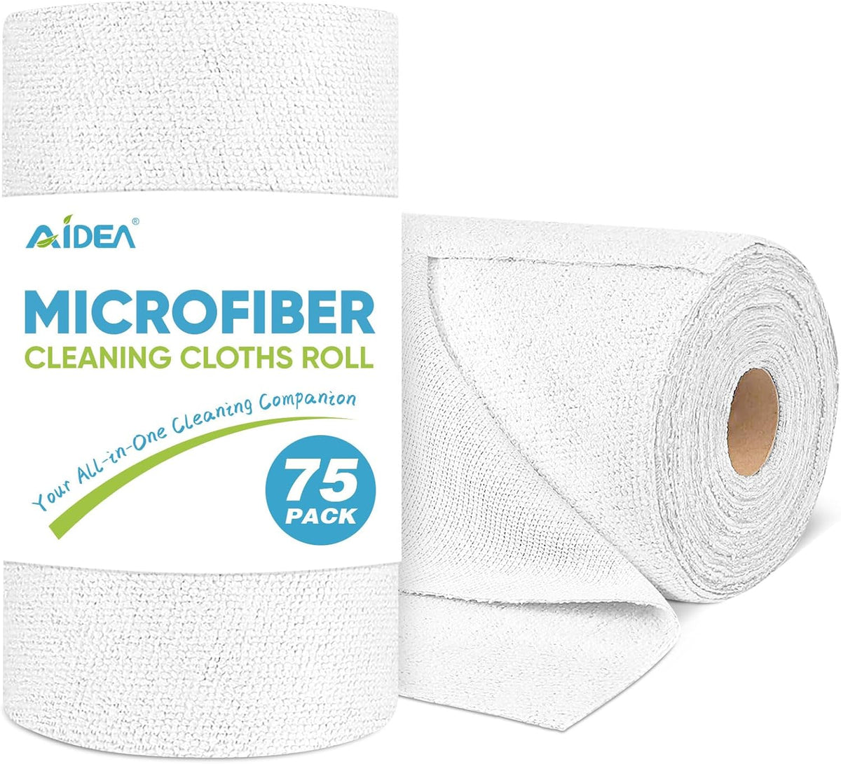 AIDEA Microfiber Cleaning Cloth Roll-75PK, Reusable Paper Towels 11.5×11.5"