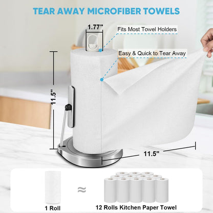 AIDEA Microfiber Cleaning Cloth Roll-75PK, Reusable Paper Towels 11.5×11.5"