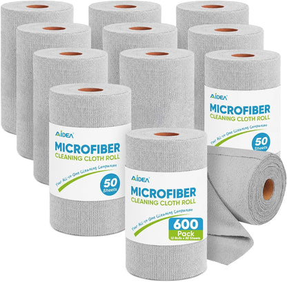 AIDEA Microfiber Cleaning Cloth Roll-75PK, Reusable Paper Towels 11.5×11.5"