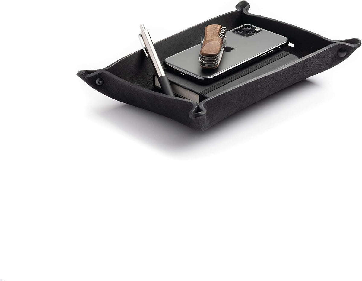 Leather Valet Tray for Men – Rustic EDC Organizer for Keys, Phone & Wallet – Made in USA – Whiskey Barrel Brown
