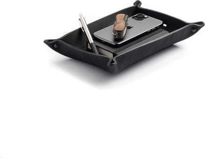 Leather Valet Tray for Men – Rustic EDC Organizer for Keys, Phone & Wallet – Made in USA – Whiskey Barrel Brown