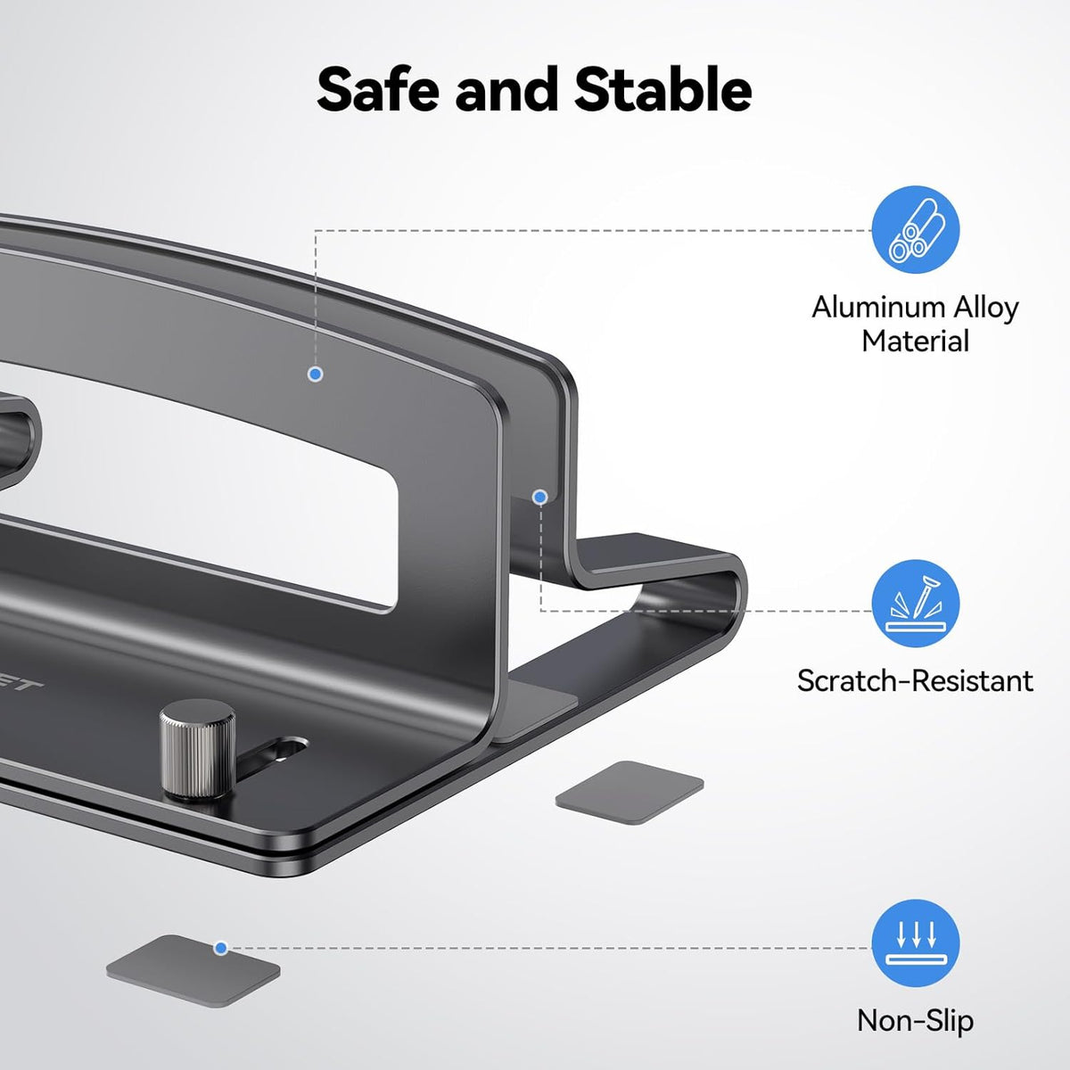Vertical Laptop Stand, Adjustable Aluminum Laptop Stand (Fits Up to 17.3"), Space-Saving Vertical Stand with Non-Slip & Scratch-Resistant Silicone, Compatible with MacBook Pro/Air, Dell, HP