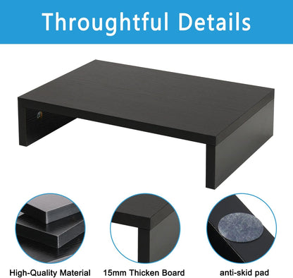 Wood Monitor Stand Riser for Desk - 14.2 inch, Small Laptop Stand