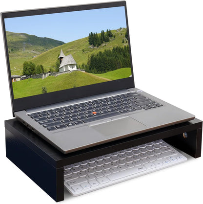 Wood Monitor Stand Riser for Desk - 14.2 inch, Small Laptop Stand