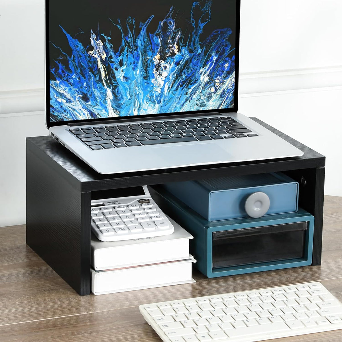Wood Monitor Stand Riser for Desk - 14.2 inch, Small Laptop Stand