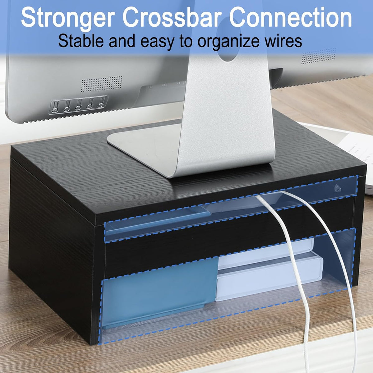Wood Monitor Stand Riser for Desk - 14.2 inch, Small Laptop Stand