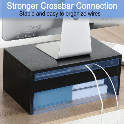Wood Monitor Stand Riser for Desk - 14.2 inch, Small Laptop Stand