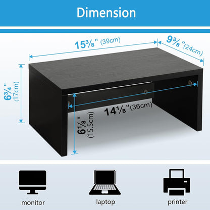 Wood Monitor Stand Riser for Desk - 14.2 inch, Small Laptop Stand