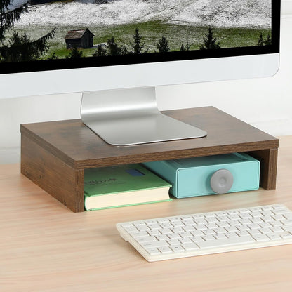 Wood Monitor Stand Riser for Desk - 14.2 inch, Small Laptop Stand