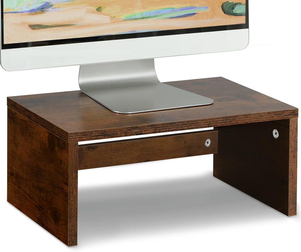 Wood Monitor Stand Riser for Desk - 14.2 inch, Small Laptop Stand