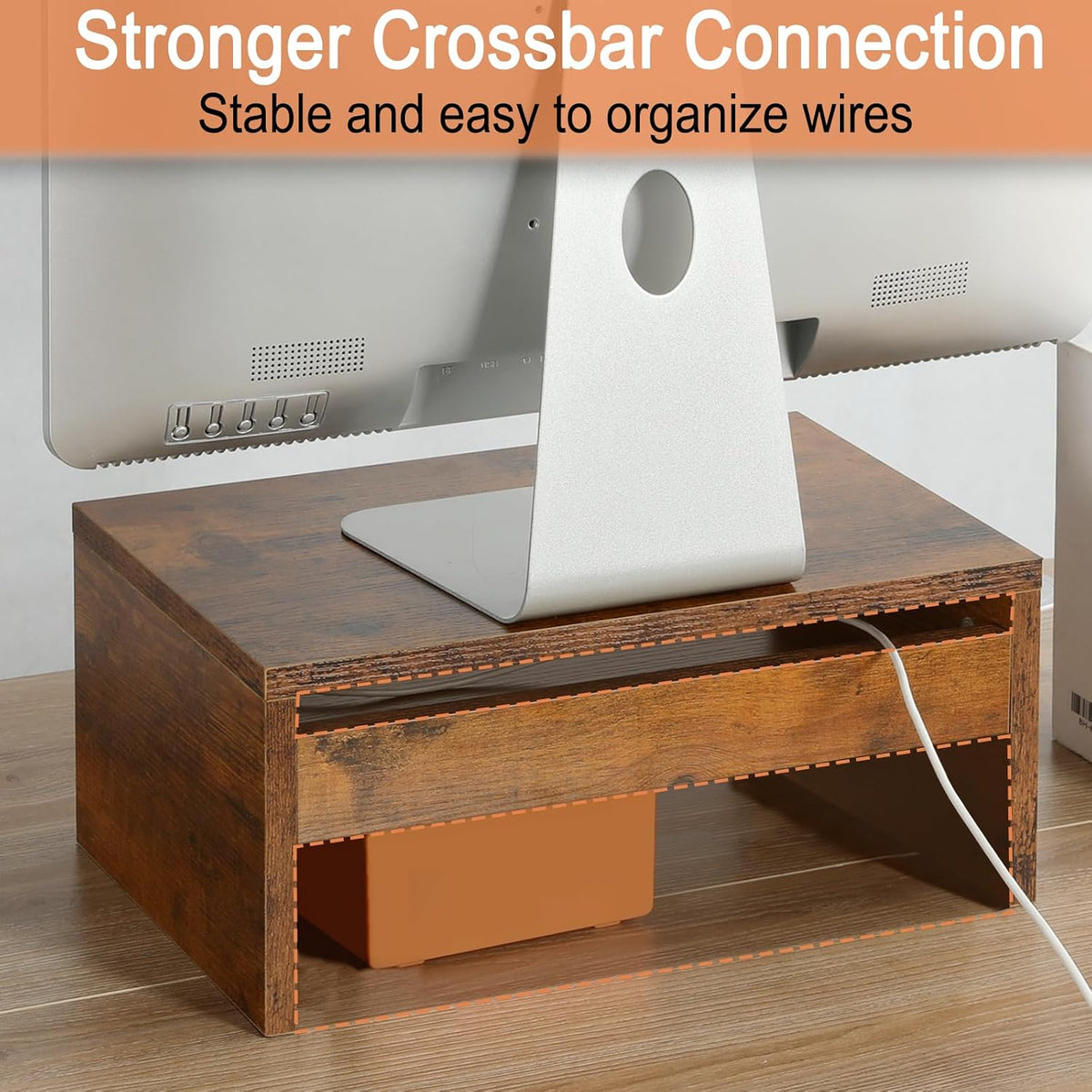 Wood Monitor Stand Riser for Desk - 14.2 inch, Small Laptop Stand