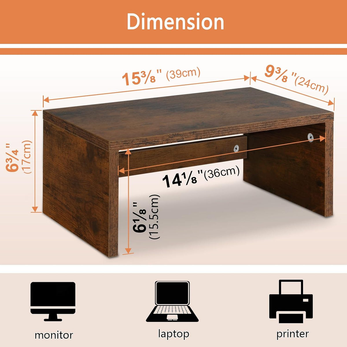 Wood Monitor Stand Riser for Desk - 14.2 inch, Small Laptop Stand
