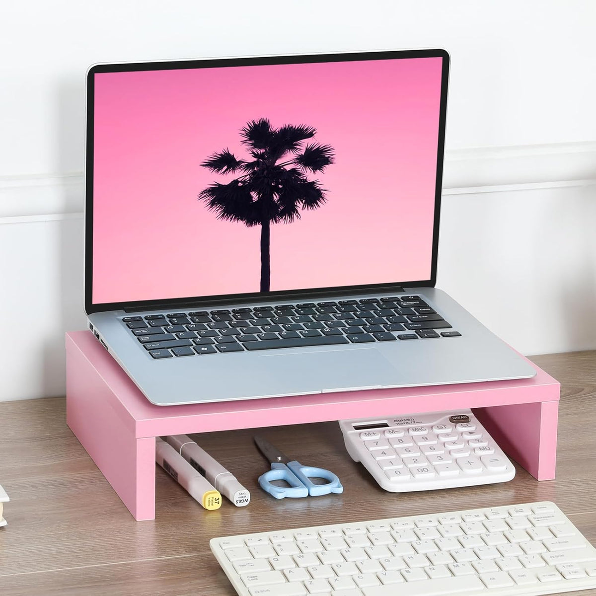 Wood Monitor Stand Riser for Desk - 14.2 inch, Small Laptop Stand