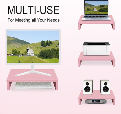 Wood Monitor Stand Riser for Desk - 14.2 inch, Small Laptop Stand