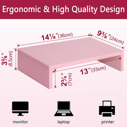 Wood Monitor Stand Riser for Desk - 14.2 inch, Small Laptop Stand