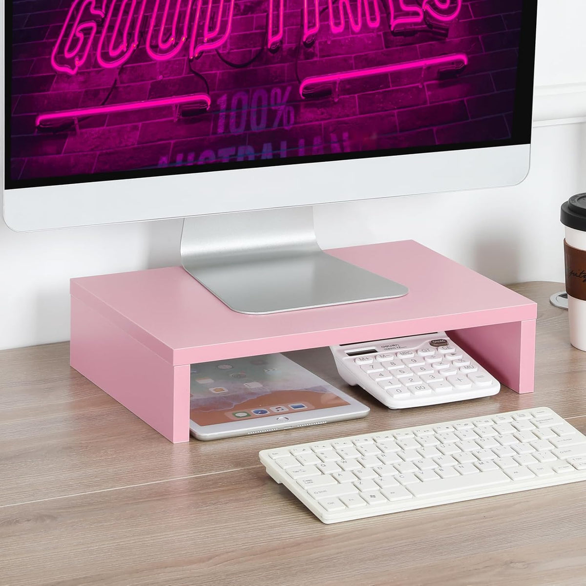 Wood Monitor Stand Riser for Desk - 14.2 inch, Small Laptop Stand