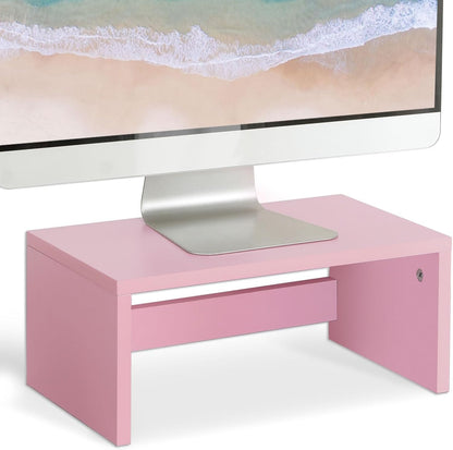 Wood Monitor Stand Riser for Desk - 14.2 inch, Small Laptop Stand