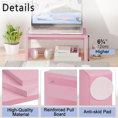 Wood Monitor Stand Riser for Desk - 14.2 inch, Small Laptop Stand