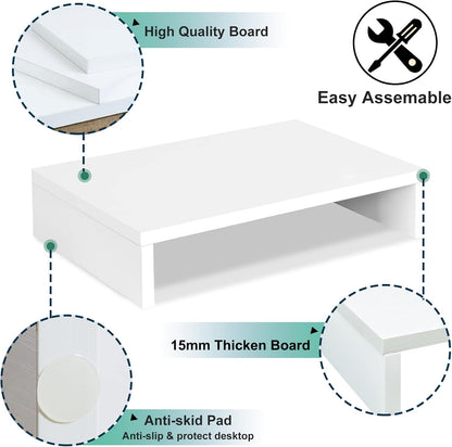 Wood Monitor Stand Riser for Desk - 14.2 inch, Small Laptop Stand